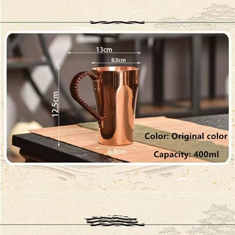 Hammer patterned pure copper drinking cup, teacup, coffee cup, thick mouthed cup