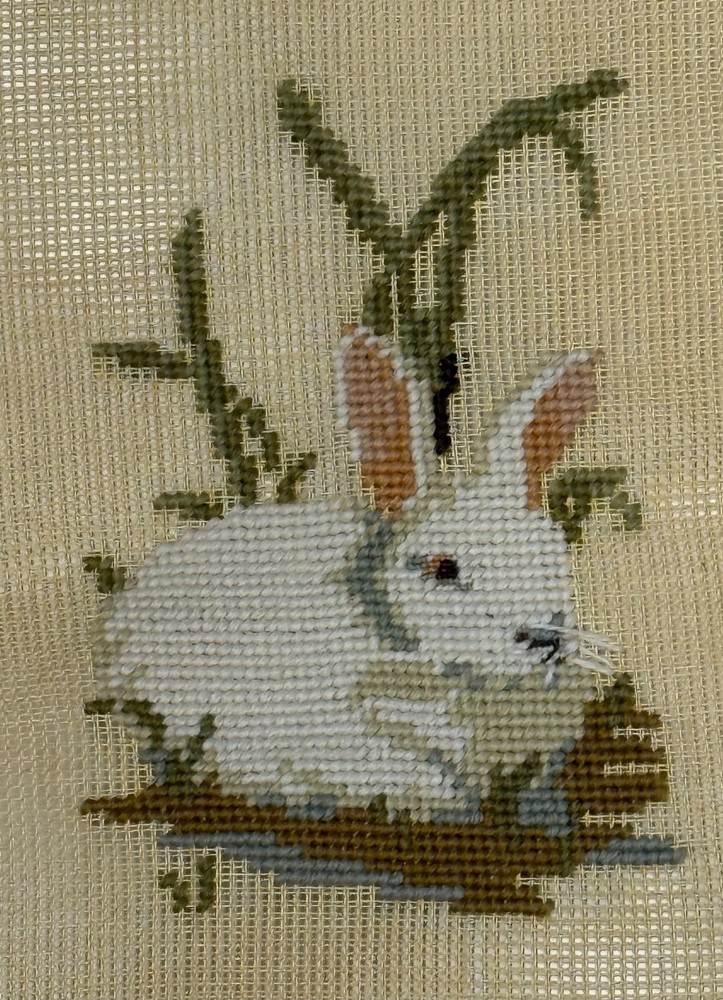 Preworked 3 BUNNY RABBIT Bell Pull Table Runner Needlepoint Canvas 5x23.25" 1076
