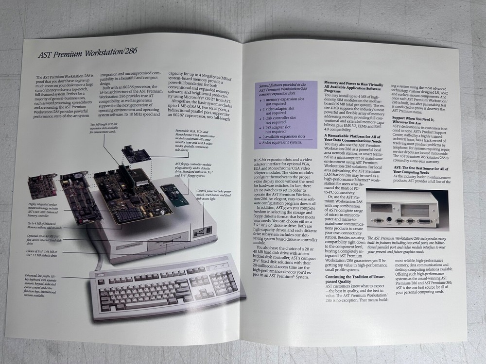 Vintage 1988 AST Premium Workstation 286 Computer Catalog Brochure Set PC Tech