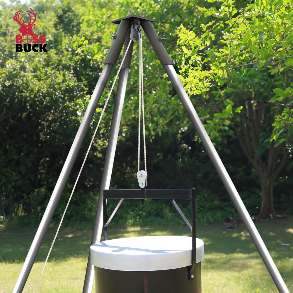 Tripod Header with Pulley for Deer Feeder System Attachment (Feeder Excluded)