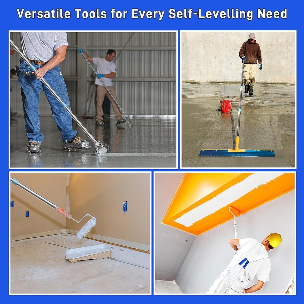 Self Leveling Cement Tool Kit- Epoxy Floor Tool Kit Includes Self-Leveling Rake,