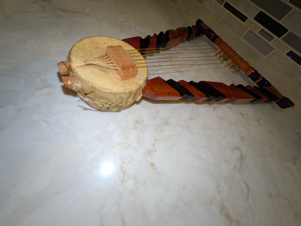 Handmade Wooden Ethiopian Kirar (Stringed Instrument)