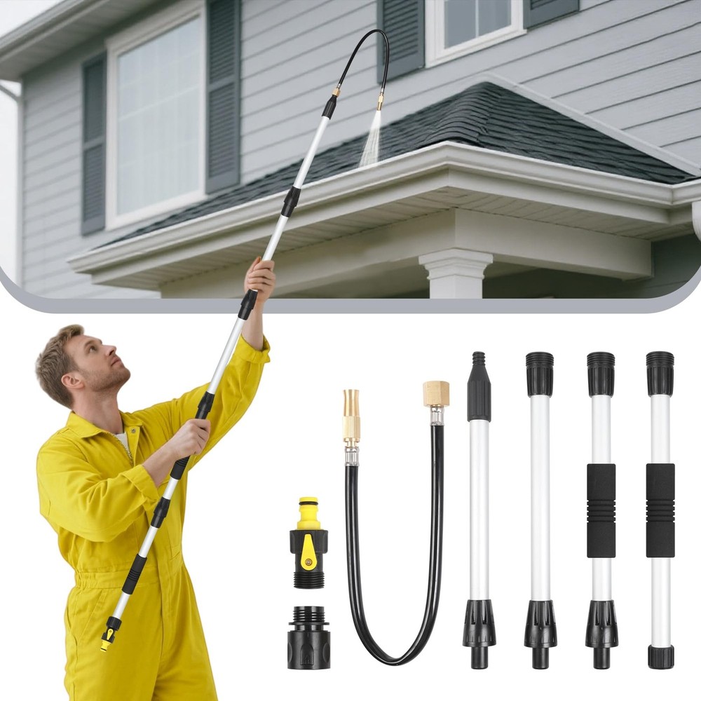 Gutter Cleaning Tools From The Ground, 7FT Gutter Cleaner with Adjustable Mul...