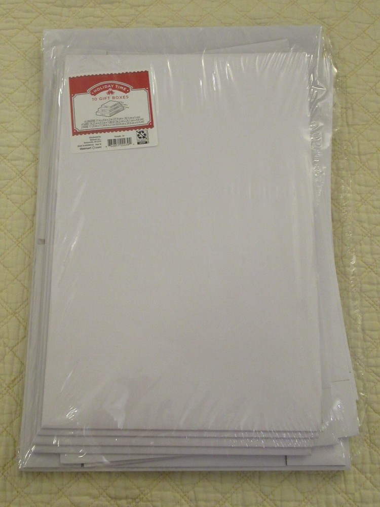 Holiday Time - Gift Boxes - White - Assorted Sizes - 10 Gift Boxes (1 Pack)