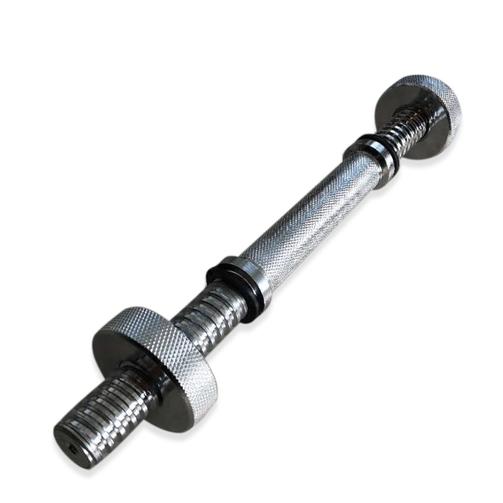 14" Standard Threaded Chrome Dumbbell Handles with round Collars, Pair