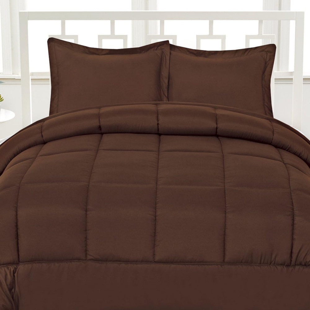 Luxurious down Alternative Soft Solid Color Comforter Box Stitch Brushed Microfi