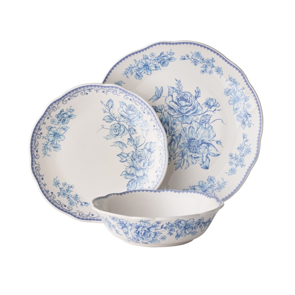 Agatha 12-Piece Stoneware Dinnerware Set Blue