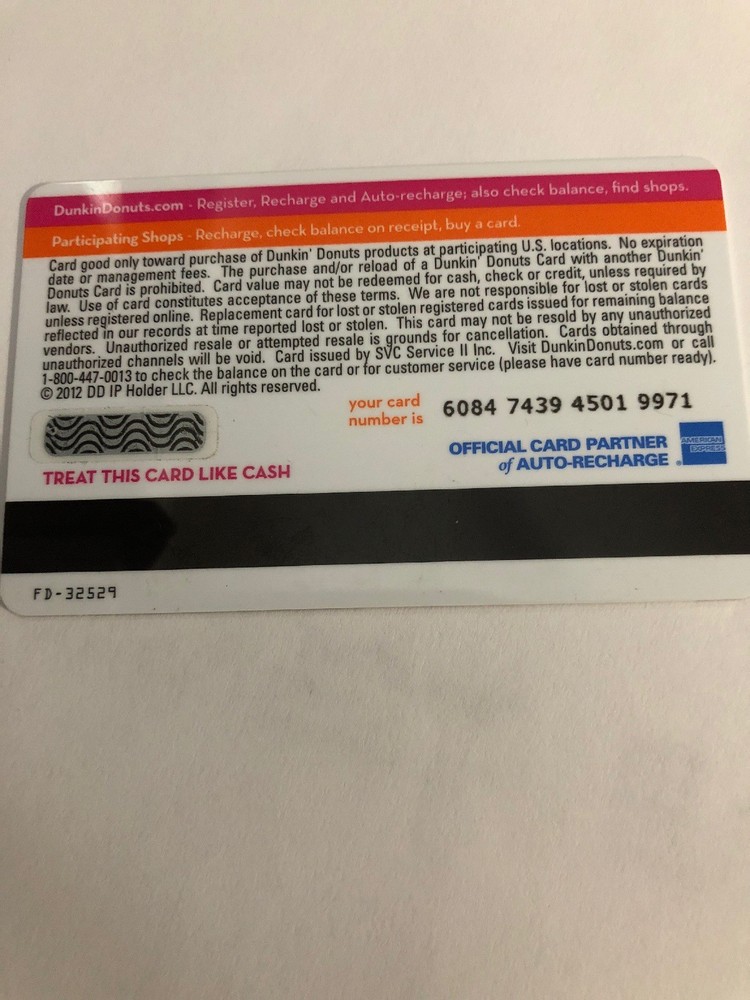 Dunkin Donuts Gift Card ( Coffee ) No $ Value