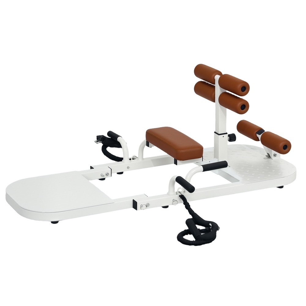 Sissy Squat Machine Hip Thrust Machine with Push Up Stand, White