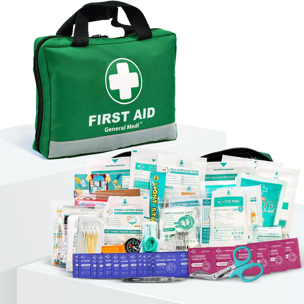 210 Piece First Aid Kit- Emergency Kit - Reflective Design - Includes Ice(Cold)