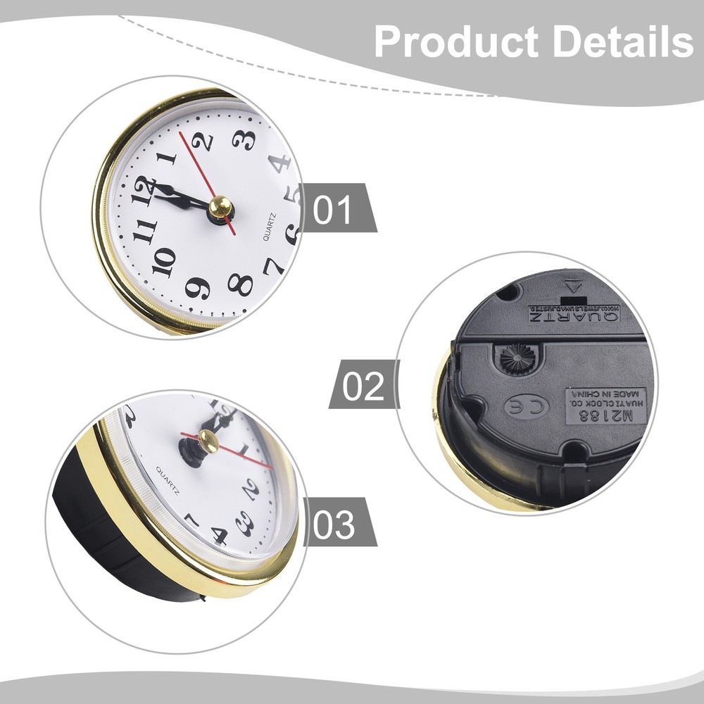 65MM Quartz Clock Insert Gold Border Arabic Numbers DIY Replacement