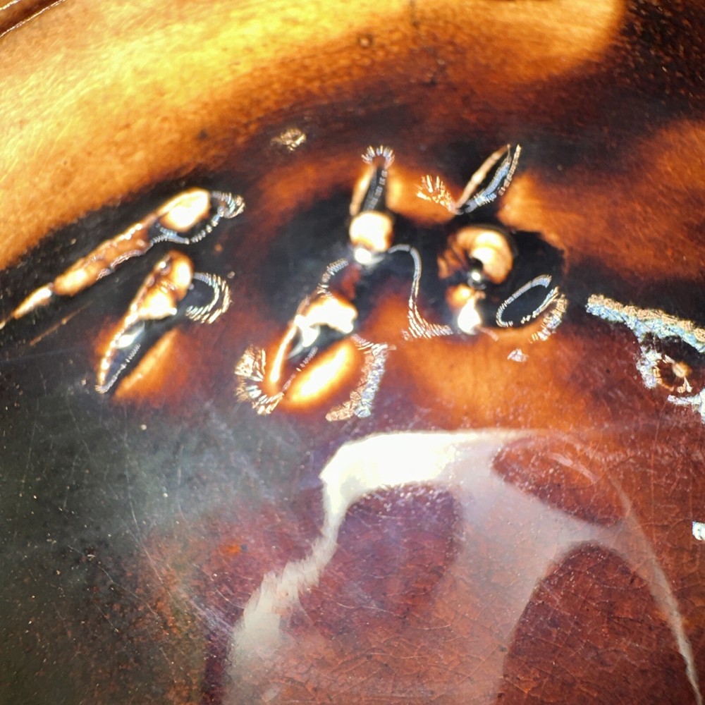 Art Pottery Pitcher Brown & Yellow Glazed Pattern