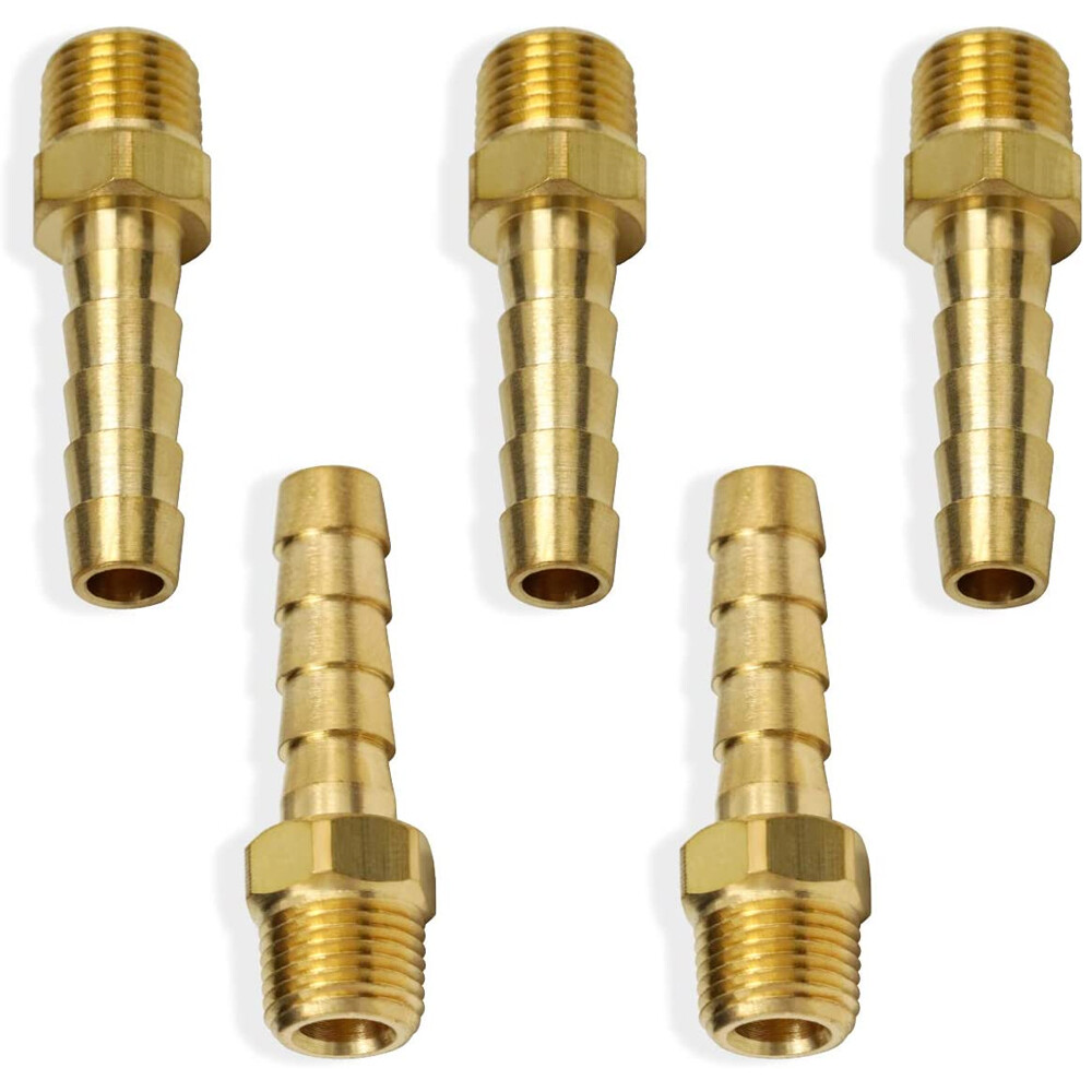 5pcs Hose Barb Fittings 1/4" Barb To 1/8" NPT Male Thread Air Hose Fitting