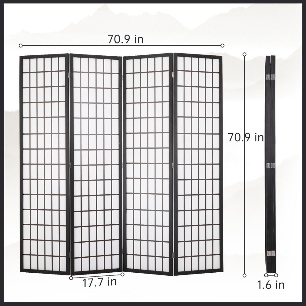 4 Panel Room Divider Privacy Divider Folding Screen Home Office Partition Screen