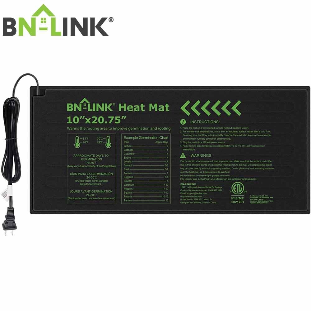 BN-LINK Seedling Heat Mat Warm Hydroponic Heating Pad 10"x20.25" For Seed Start