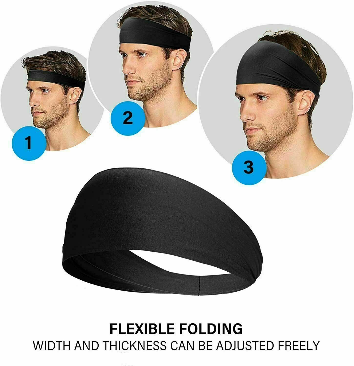 Mens Headband - Sports Running Sweat Head Bands - Athletic Sweatbands Hair Band