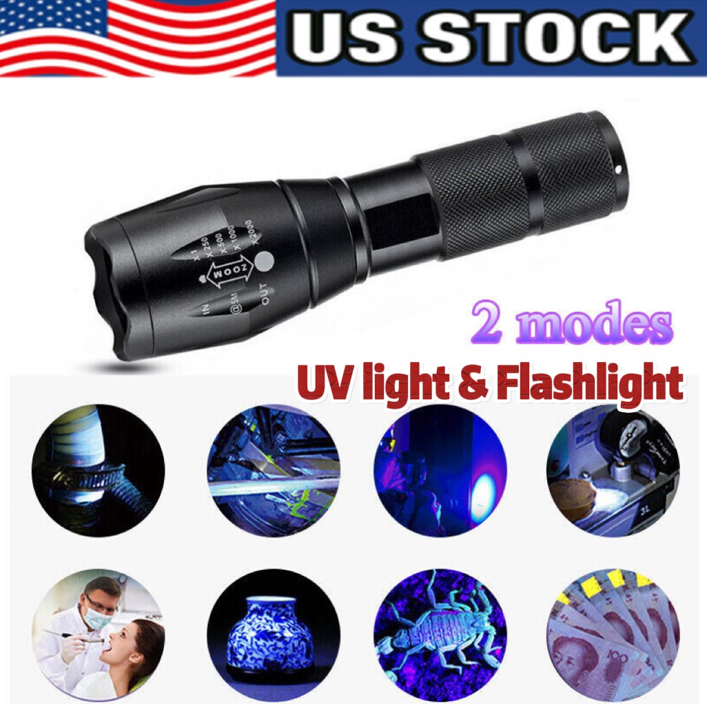 UV Flashlight Black Light Super Bright 120000lm Torch Ultra Violet Lamp LED