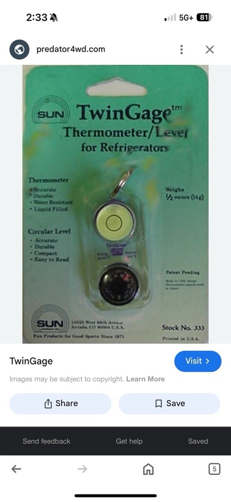 Thermometer And Bubble Level Keychain