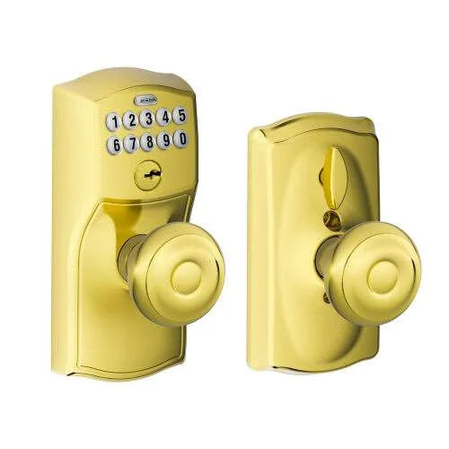 SCHLAGE FE595 CAM GEO Camelot Keypad Entry & Flex-Lock and Georgian Style Knobs