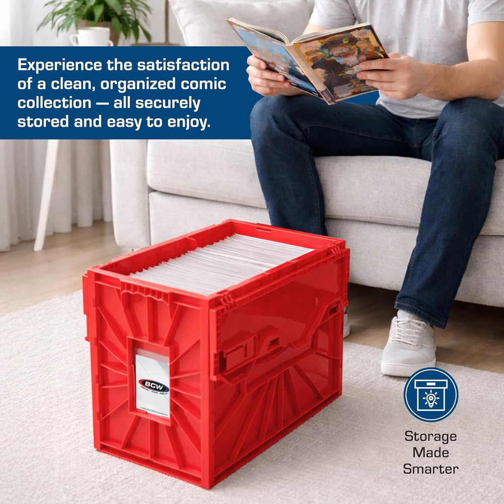 Red Comic Book Bin 2-Pack | Holds 150 Comics | Stackable & Acid-Free