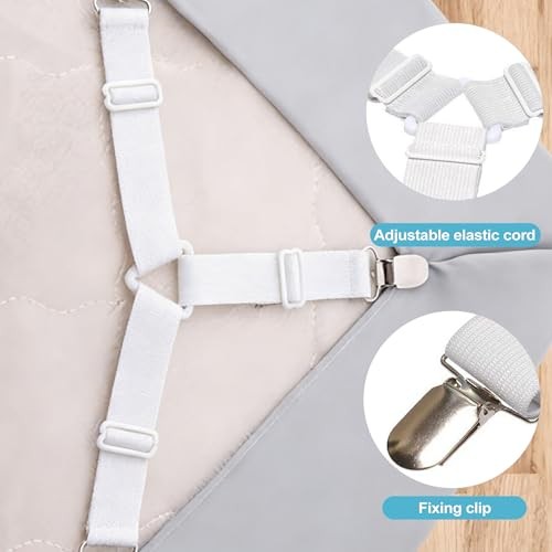 CoguZed 4 Pack Adjustable Bed Sheet Clips, Heavy Duty Triangle Sheet