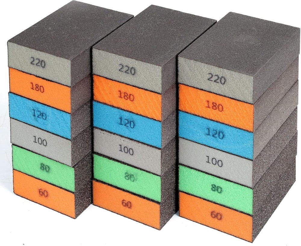 Reusable 18 Pack Sanding Blocks in Assorted Grits for Perfect Crafting