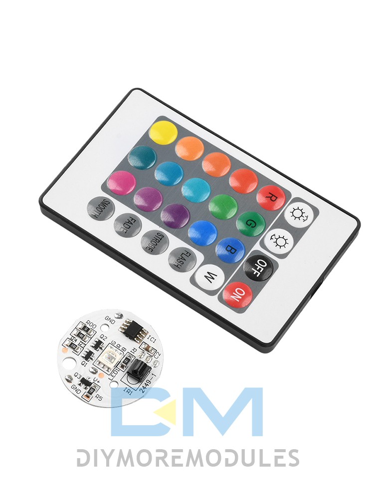 DC 5V RGB Light Board 24 Key IR Wireless Remote Control Switch LED Control