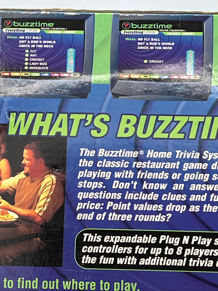 Vintage Buzztime Home Trivia System Plug N Play System Electronic Interactive