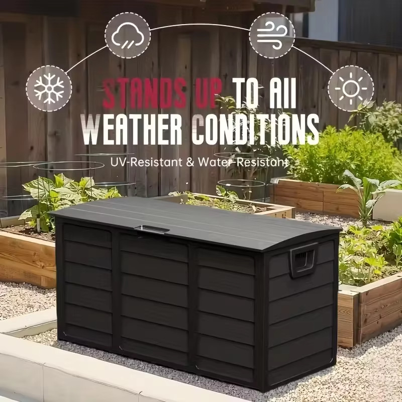 75 Gallon Outdoor Deck Storage Box Lockable Heavy Duty Plastic Garden Box