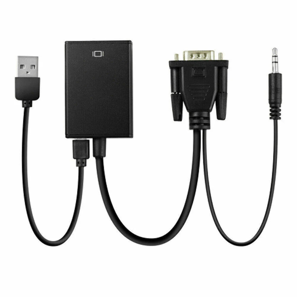 LOT VGA To HDMI Converter 1080P HD Adapter With Audio Cable For HDTV PC Laptop