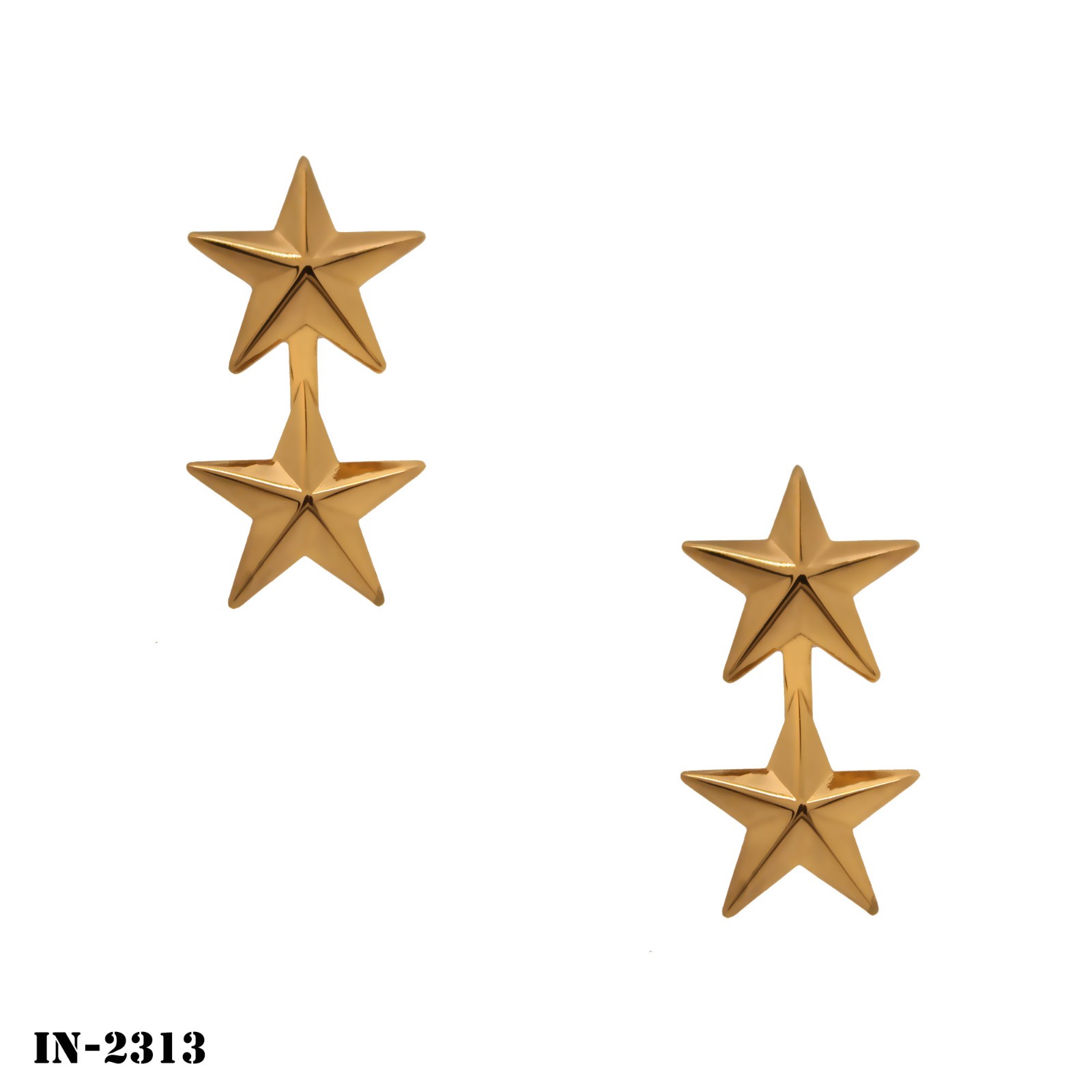Collar Device Rank Pins ~ Major General ~ 2 Gold Stars on a Bar ~ Small ~ NEW