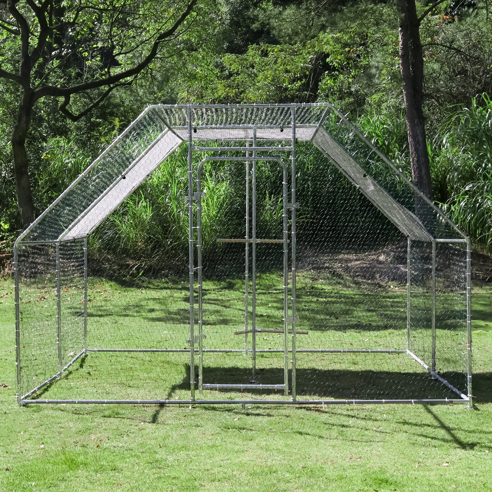 10x10ft Chicken Coop Run Cage Metal Hen House Playpen Enclosures w/Roosting Rack