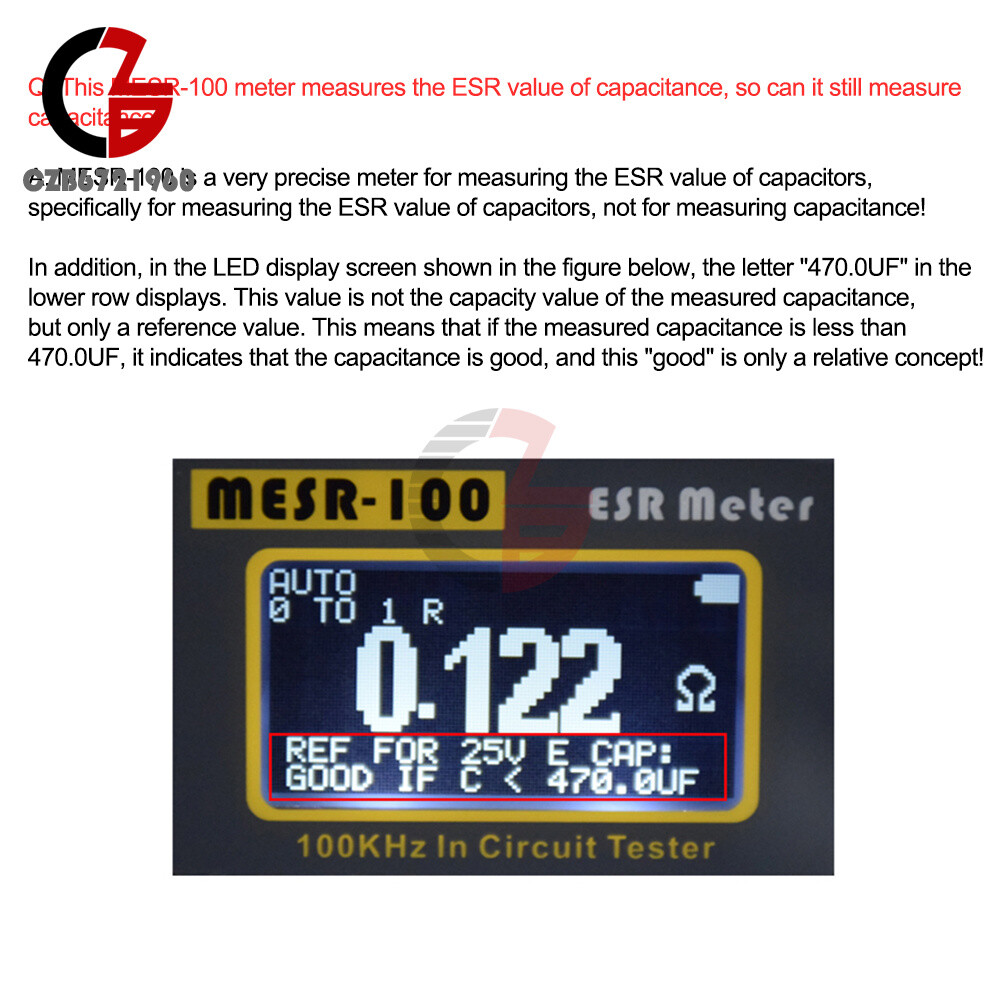 MESR-100 ESR Capacitance Ohm Meter Capacitance Internal Resistance Circuit Test
