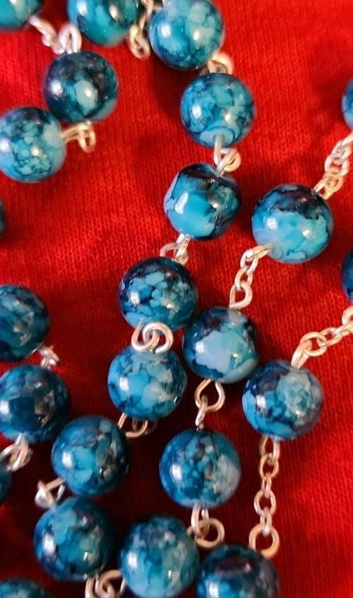 Catholic Rosary Necklace Cross Crucifix handmade black Friday