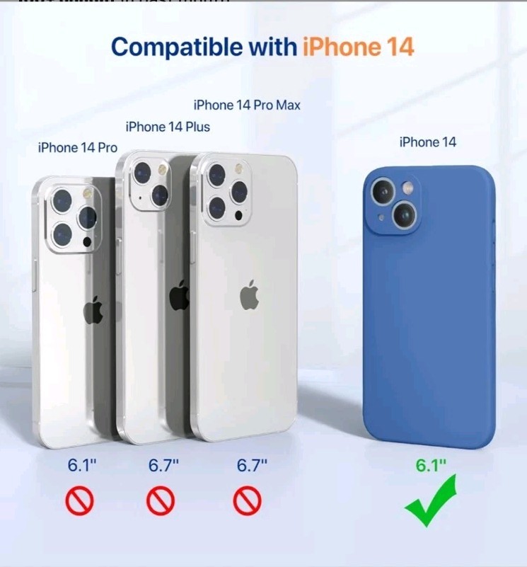 Miracase Iphone 14 Case With Screen Protector, Shockproof, Liquid Silicone, Blue