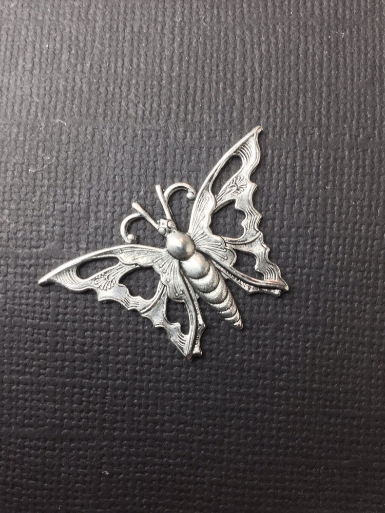 35514 2 Pc Matte Silver Oxidized Butterfly Jewelry Finding