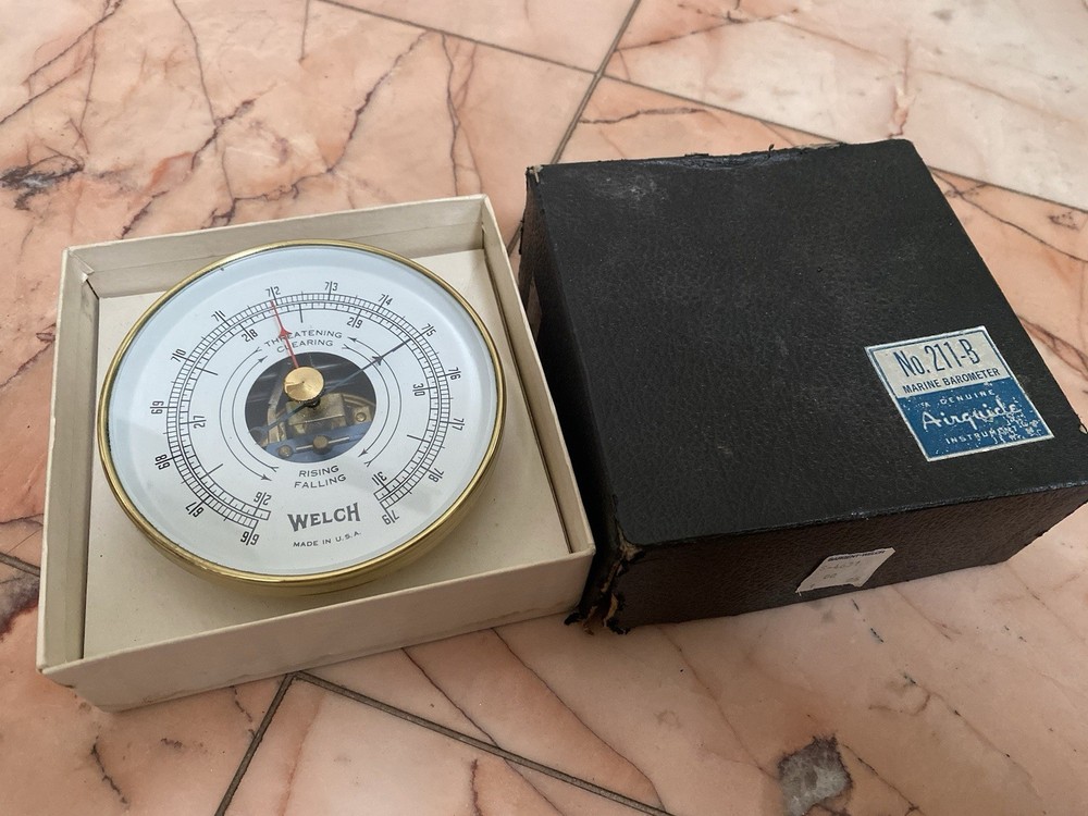 Vintage Welch Brass Barometer