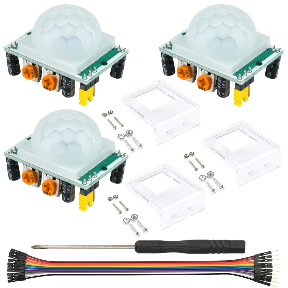 3 Pcs HC-SR501 PIR Motion Sensor Miniature Human Infrared Sensing Module Comp...