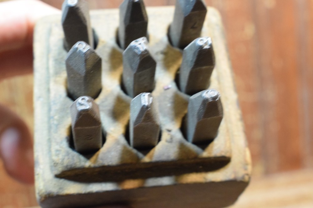 1/8" NUMERIC MAKER'S MARK DIE STAMP SET 9PCS ZERO THROUGH NINE VINTAGE 1960s SET