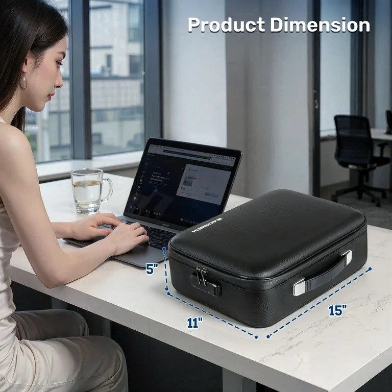 Fireproof Document Box, Hard Case Fireproof Box with Lock, Portable Hard-Shel...