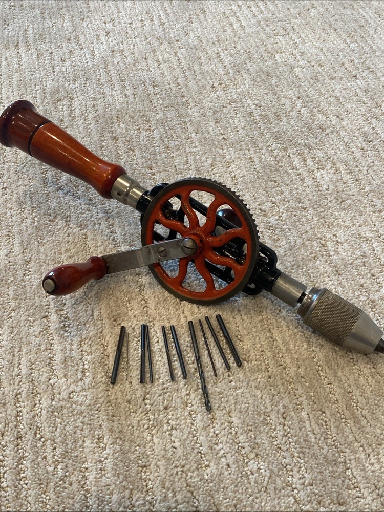 Millers-Falls Vtg. No. 2 Woodworkers Hand Drill With 10 Bits - 1950s