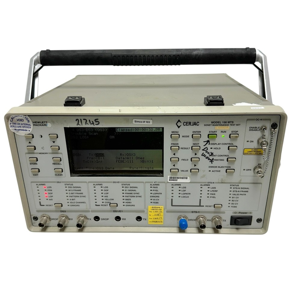 HP Cerjac Model 156 MTS SONET Maintenance Test Set (E4480A)
