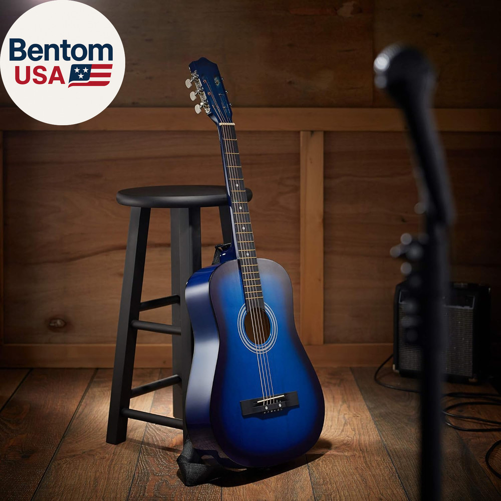 38-Inch Beginner Acoustic Guitar Package (Blue), Basic Starter Kit W/Gig Bag, St