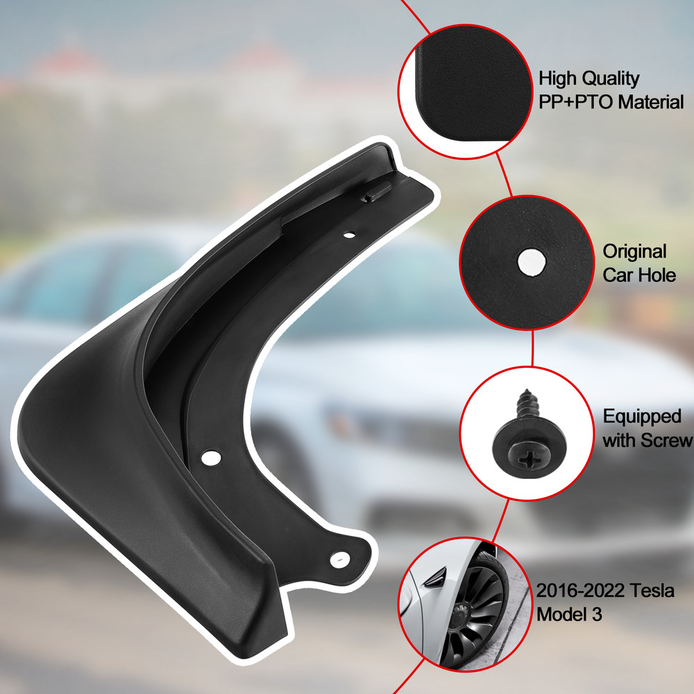 4pc For Tesla Model 3 2016-2024 Mud Flaps Splash Guards Front & Rear Left Right