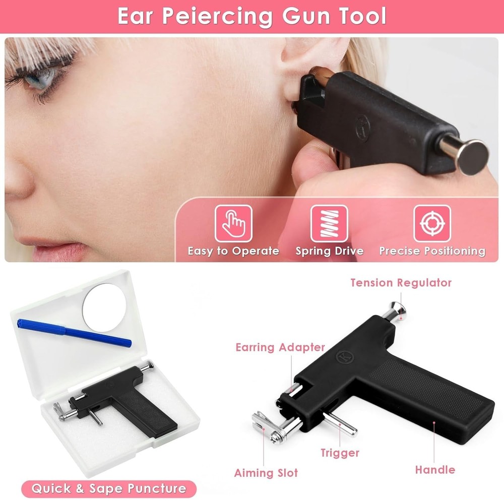 Complete Ear Piercing Tool Kit - Fast, Safe, and Easy with Storage Box Included