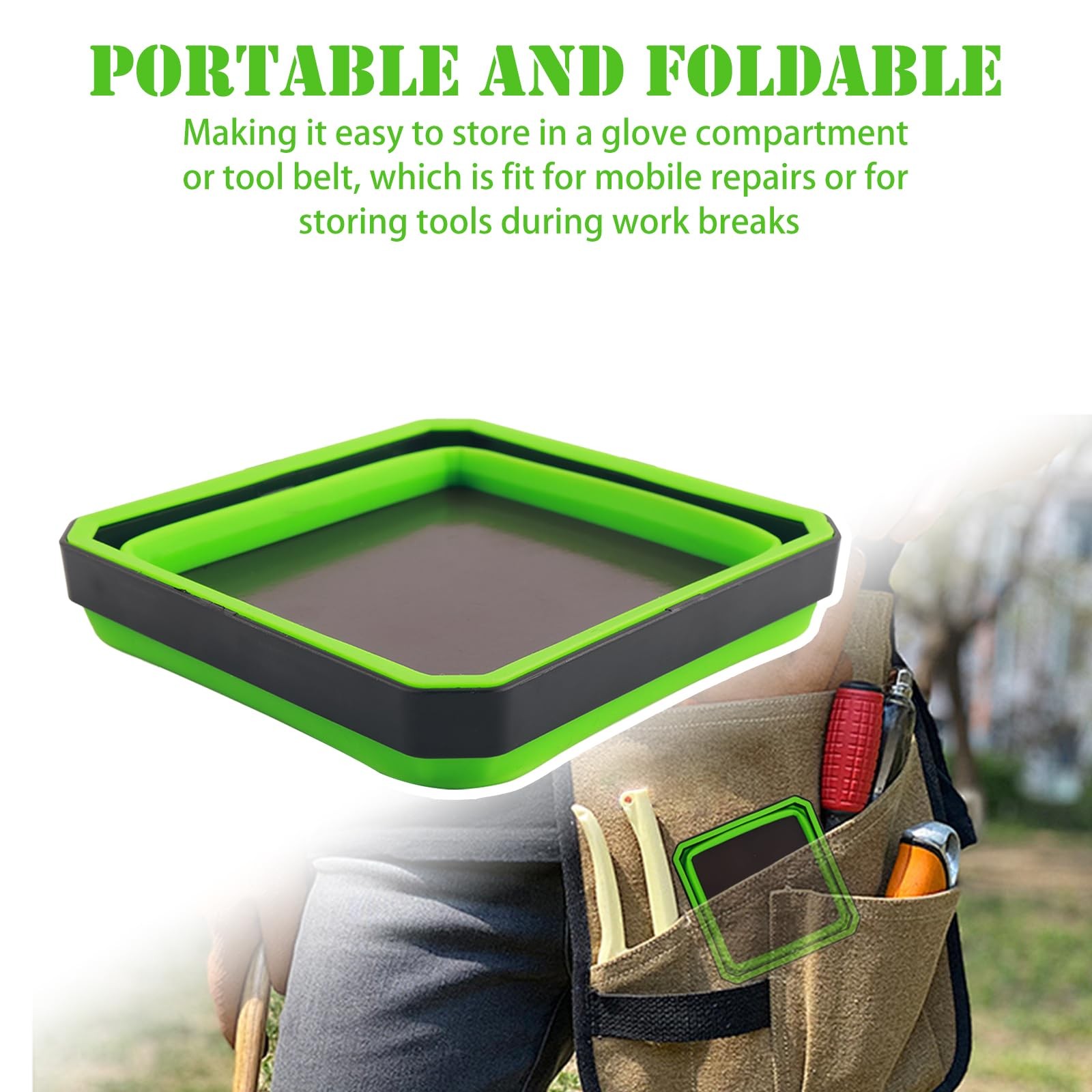 Magnetic Tray for Screws,Collapsible Parts with Green