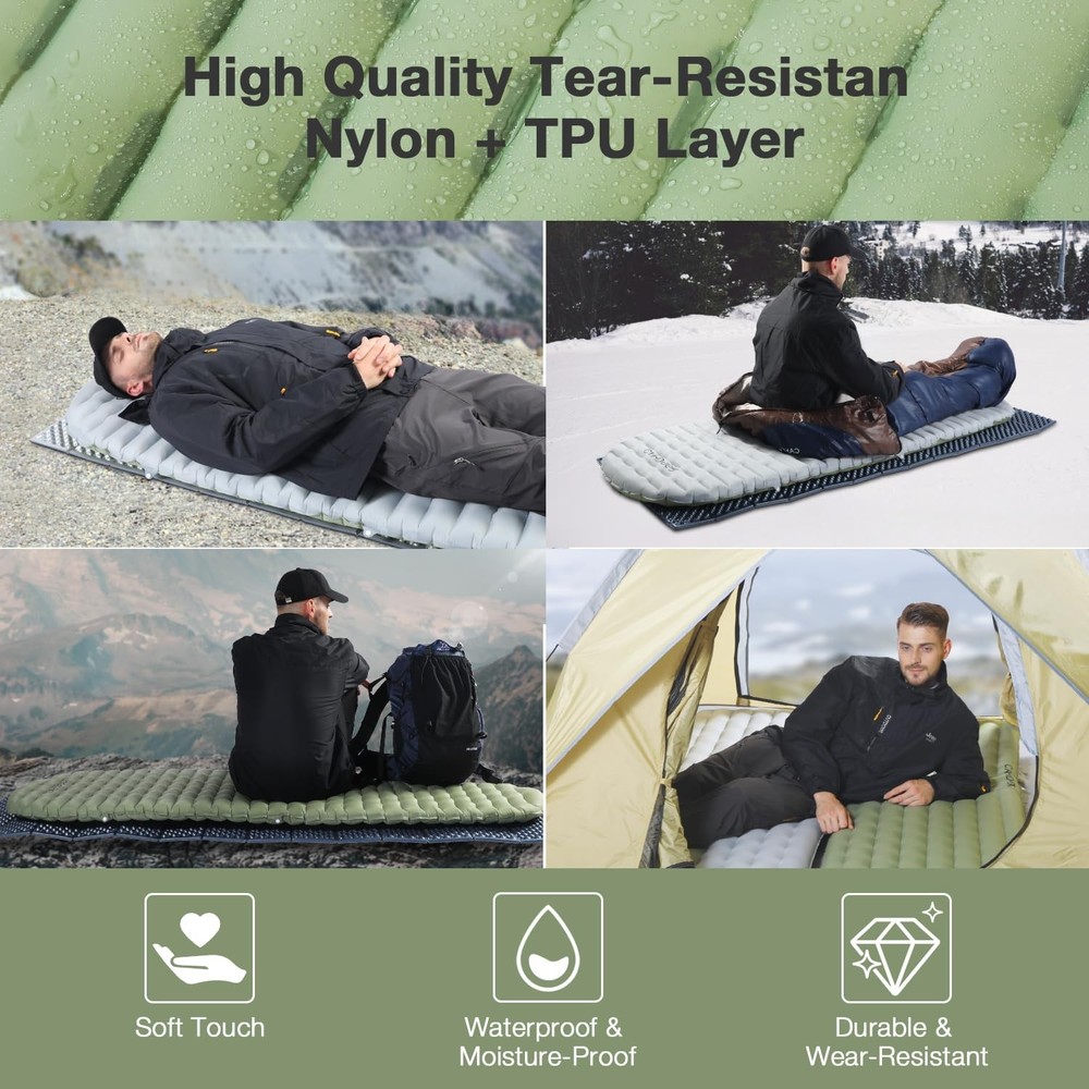 Self Inflating Sleeping Pad for Camping with Inflating Bag, Compact Lightweig...