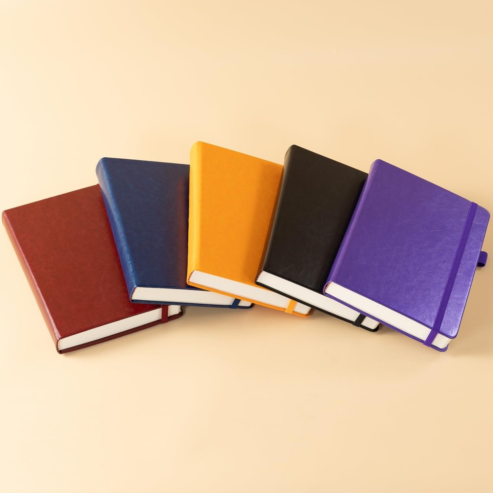 Hardcover Lined Notebook Journal for Writing, 320 Pages Leather A5, 2.Black
