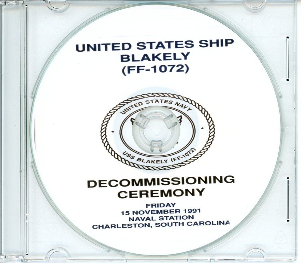 USS Blakely FF 1072 Decommissioning Program 1991 on CD Navy