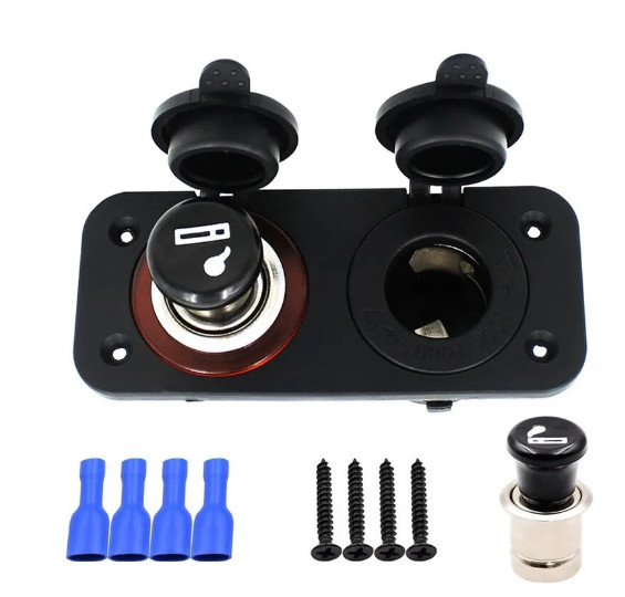 Marine 12V Cigarette Lighter Socket Plus 12V Accessory Socket Adapter